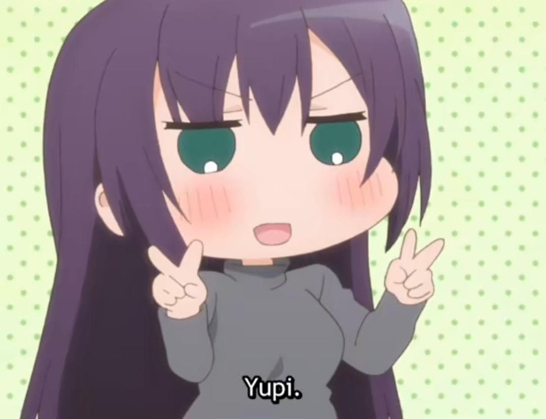 Chibi Girl Says Yupi With Peace Signs