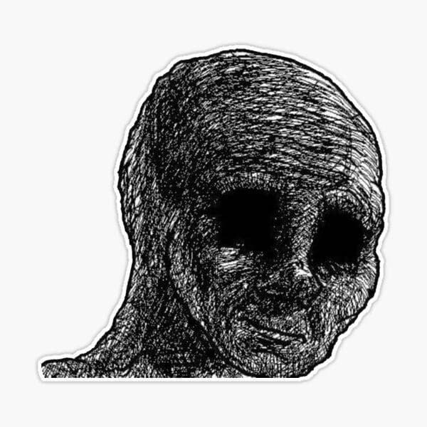 Hollow-Eyed Wojak Smiles From the Void