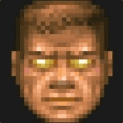Doomguy's Iconic Pixelated Determined Face