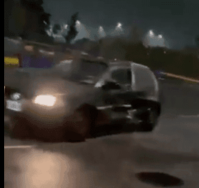 Car Loses Its Mind Drifting at Night