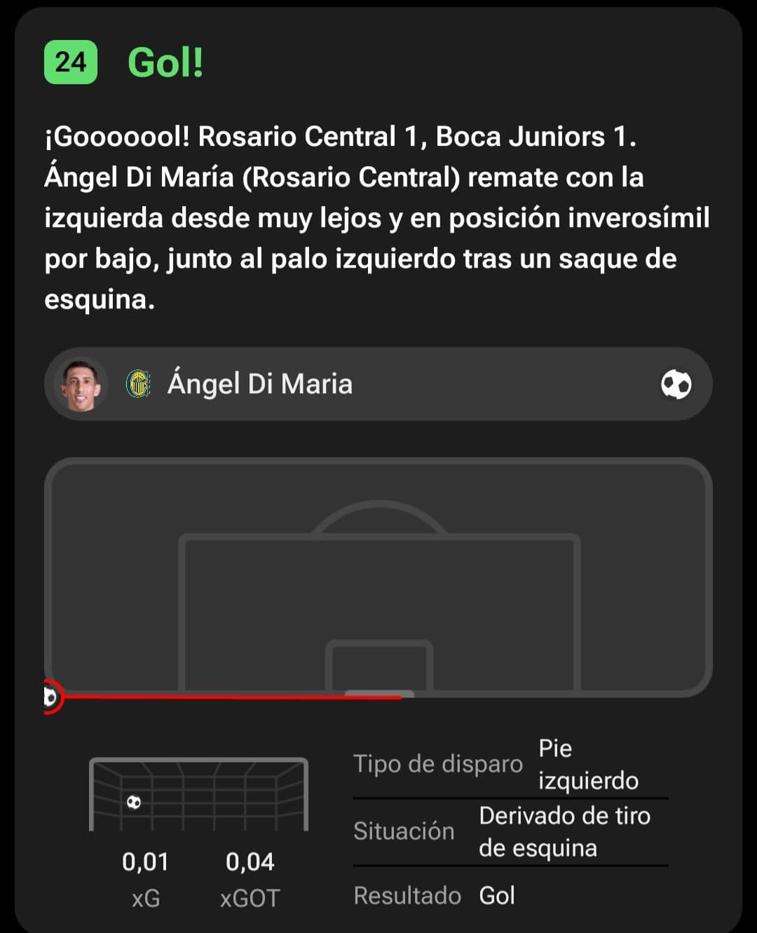 Golazo olímpico de Di Maria a Boca!!