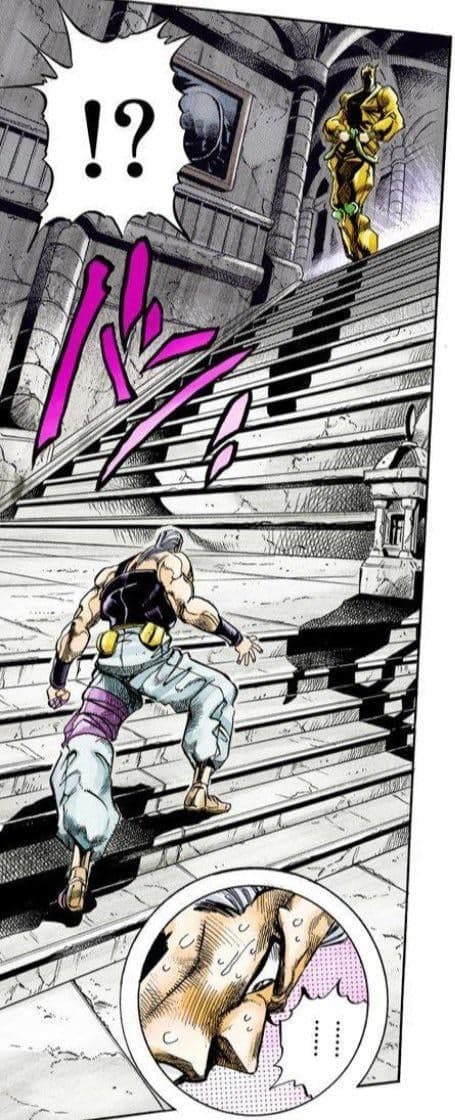 Jotaro Approaches DIO On The Stairs