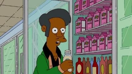 Apu Caught Glancing Back at the Milk