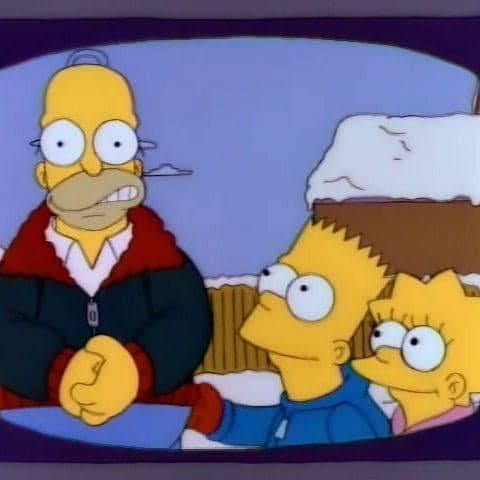 Homer y Bart Mirando