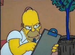 Homer Simpson Skeptically Reviews His Clipboard