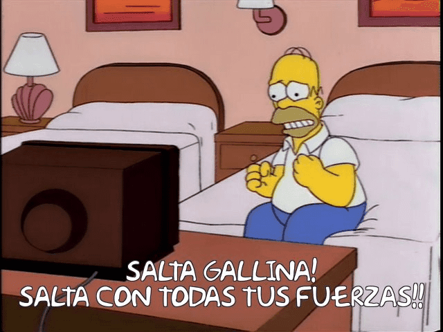 Homer Screams Jump Chicken At The TV