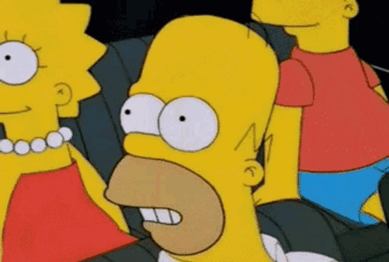 Homer Nervously Grips The Wheel With Kids