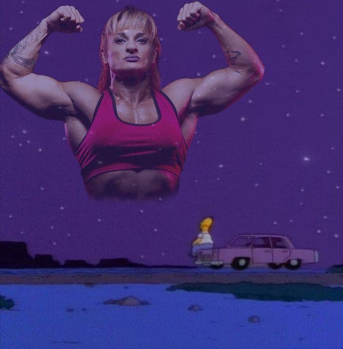 Muscular Woman Photobombs Homer Stargazing