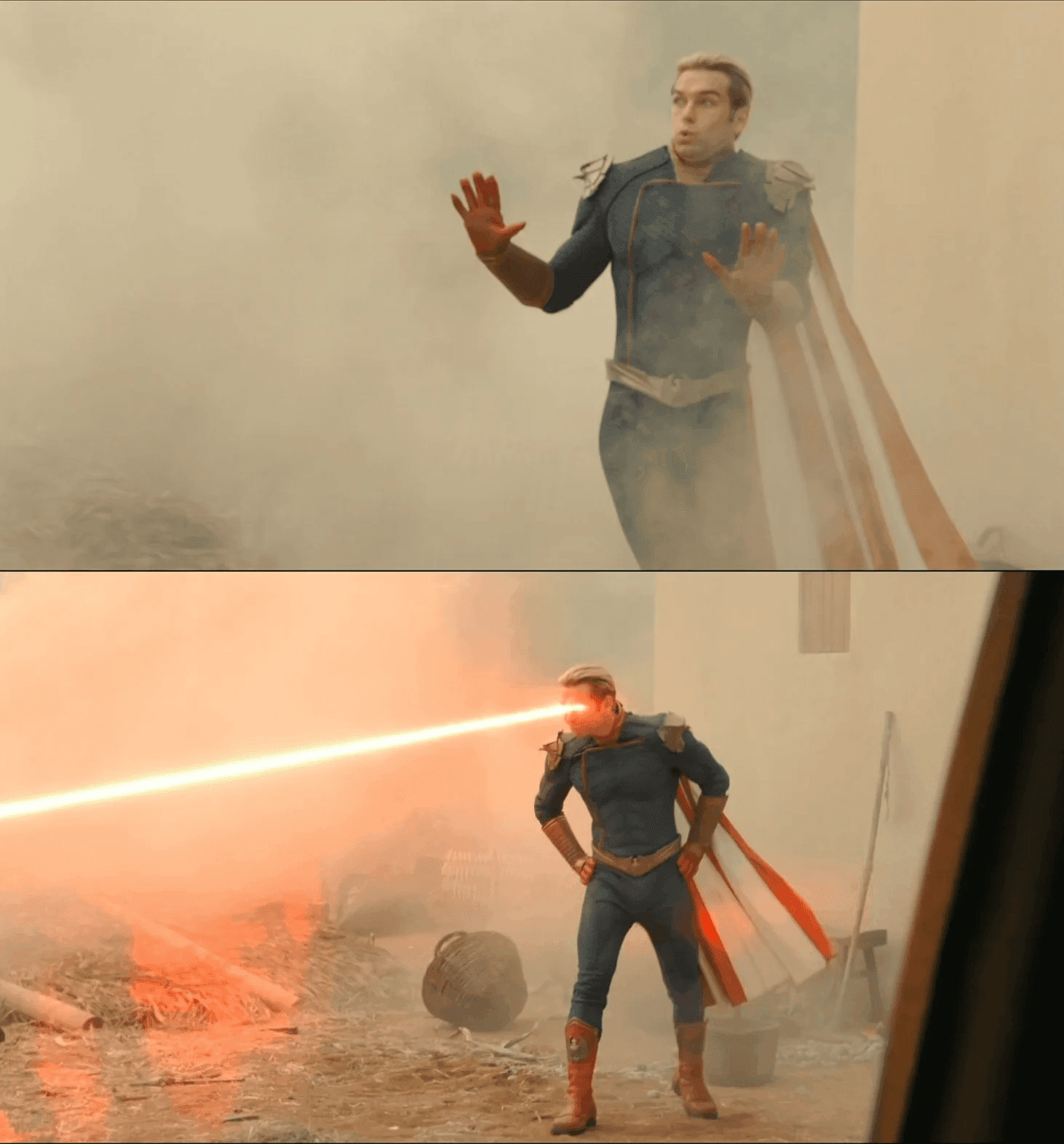 Homelander Pauses Then Fires Laser Eyes
