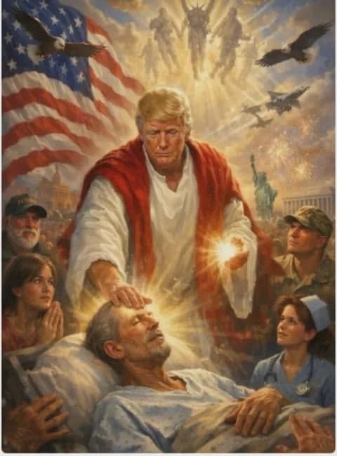 Trump Depicted as Jesus Healing the Sick